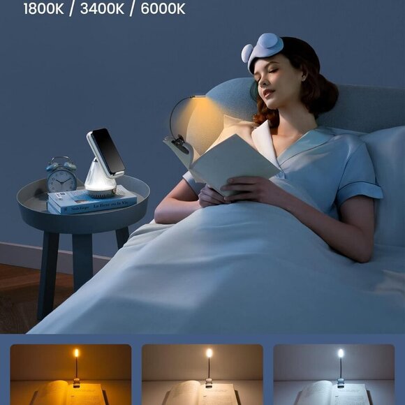 Willow Book Light for Reading in Bed, 10LED Bright Reading Light, 3 Colors & 3 B - Picture 3 of 6